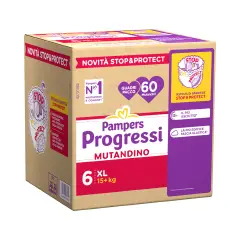 Pampers Progressi Mutandino Pacco Scorta 6 Extralarge 15+ Kg - 60 Mutandini