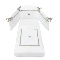 Piumone Dudù Bianco Ricamo Tortora Erbesi