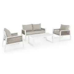 Salottino Captiva Bizzotto Bianco Completo di Cuscini 0662584
