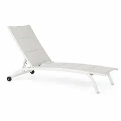Lettino Prendisole Cleopas con Ruote Bianco Tessile Grigio Bizzotto