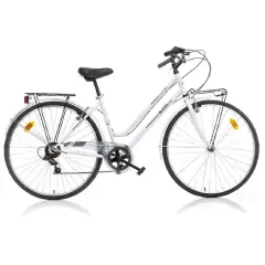 Bici per Adulti Bicicletta 28 Pollici Donna Trekking Bianco