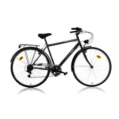 Bici per Adulti Bicicletta 28 Pollici Uomo Trekking Nero
