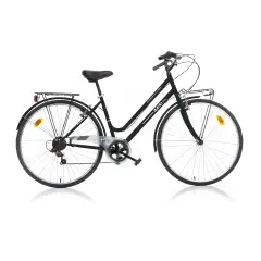 Bici per Adulti Bicicletta 28 Pollici Donna Trekking Nero