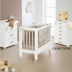 Aladino Cassettiere Bianco/Avana 6 Cassetti – Baby Fashion