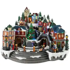 Villaggio di Natale con Treno e Albero Animati – Luci LED Multicolor