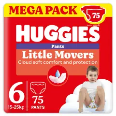 Pannolini Huggies Little Movers Mutandina Megapack - Taglia 6 - 15-25 Kg - 75 Pezzi