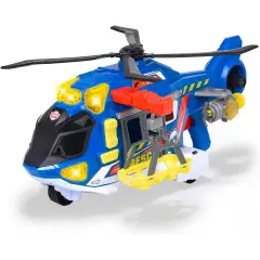 Dickie Toys Elicottero di soccorso 39 cm, sistema a ruota libera, luci e suoni, gancio motorizzato