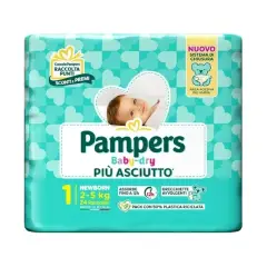 Pannolini Pampers Baby Dry Flash - Taglia 1 - 2-5 Kg - 24 Pezzi BabyDry
