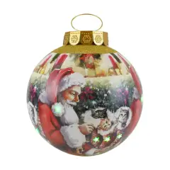 Grande Sfera Natalizia con Luci LED Oro: Tema Babbo Natale e Gattini