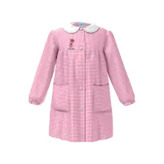 Grembiule Bambina Asilo 4037 Quadrettato Rosa 6 Anni