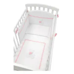 Dudu Piumone Bianco Ricamo Bianco Rosa