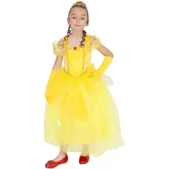 Costume Principessa Gialla per Bambine - Taglia XS - 5/6 Anni