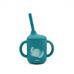 Bicchiere Con Cannuccia In Silicone - Elefante Chewy