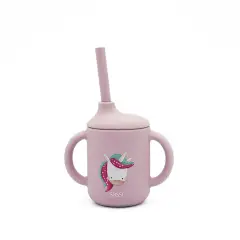 Bicchiere Con Cannuccia In Silicone - Unicorno Sparkly