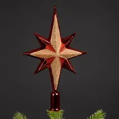 Puntale Albero Natale Glitter Rosso