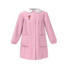 Grembiule Bambina Asilo Bambina Rossa Quadrettato Rosa 4 Anni