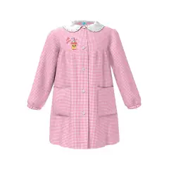 Grembiule Bambina Asilo Milk Shake Quadrettato Rosa 3 Anni