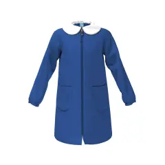Grembiule Bambina Scuola Zip Senza Ricamo Blu 8 Anni