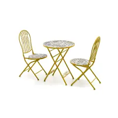 Set Capri Tavolo+2 Sedie Piegh. Diam. 60 Cm H 93 Maioliche Ocra Salmar