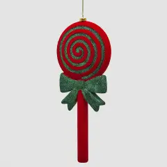 Lollypop Natalizio da Appendere Rosso Verde Glitter H30 cm