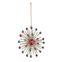 Pendaglio Fiocco Di Neve Natale 15x15 cm Rosso Verde