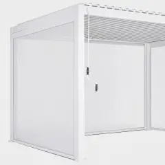 Tenda Oscurante Laterale in Textilene a Rullo da 4 Metri per Pergola Bioclimatica, Bianco