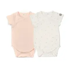 Body Maniche Corte Tulips/Rosa Mix - Taglia 9-12 Mesi - 2 Pezzi Rosa e Bianco
