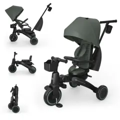 Kinderkraft Triciclo Pieghevole JAZZ 3 Green – da 9 Mesi a 5 Anni