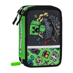 Minecraft Astuccio 3 Zip con Corredo Scuola Mascots