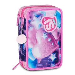 Astuccio Sj Gang Fluffy Pink Girl 3 Zip 45 Pezzi