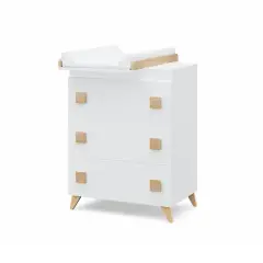 Mobiletto Fasciatoio Forever Bianco-Naturale Con Prolunga di Erbesi