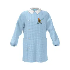 Grembiule Bambino Asilo Pompiere Quadrettato Azzurro 4 Anni