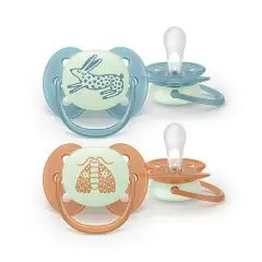Ciuccio Philips Avent Ultra Soft Night +18M Farfalla/Lepre