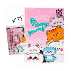 Tinta Unita Zoo Diario 12 Mesi Con Cover E Accessori Rosa